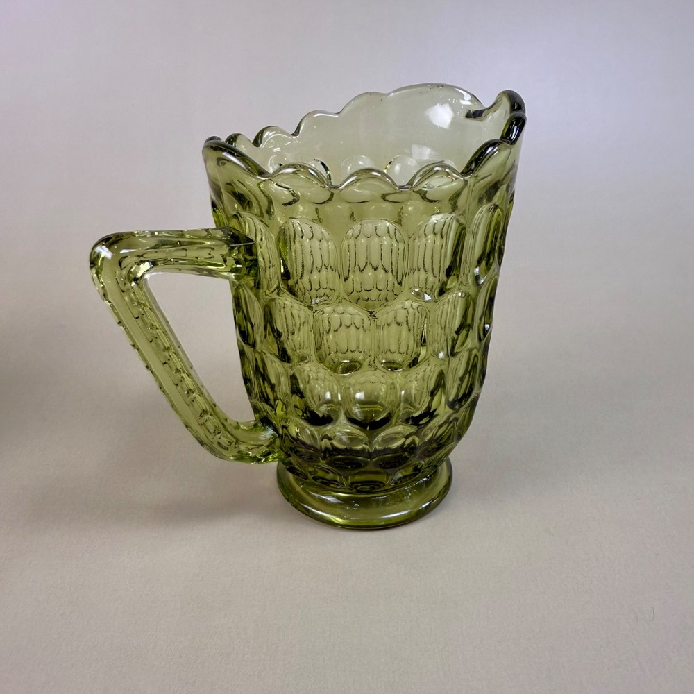 UV Reactive Fenton Green Thumbprint Glass Creamer & Sugar Bowl Set - Picture 13 of 16